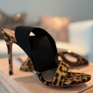 Gianvito Rossi Ponyhair Animal Print Slingback Sandals, size 6. Brand new.